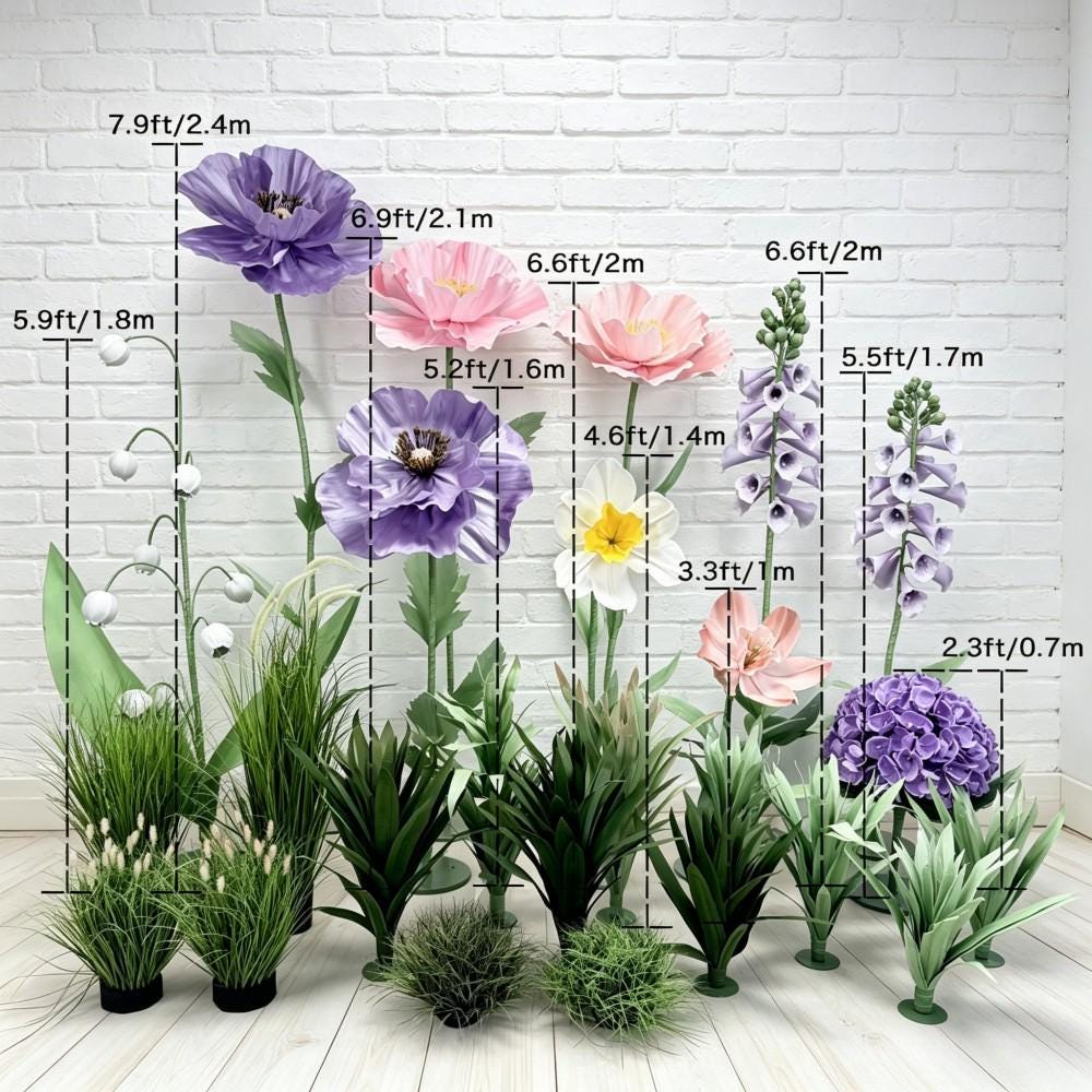 Waterproof Giant Purple Poppy, Hyacinth & Anemone Flower Display, Oversized Floral  for Luxury Boutique, Shopping Mall, Hotel Lobby  Events