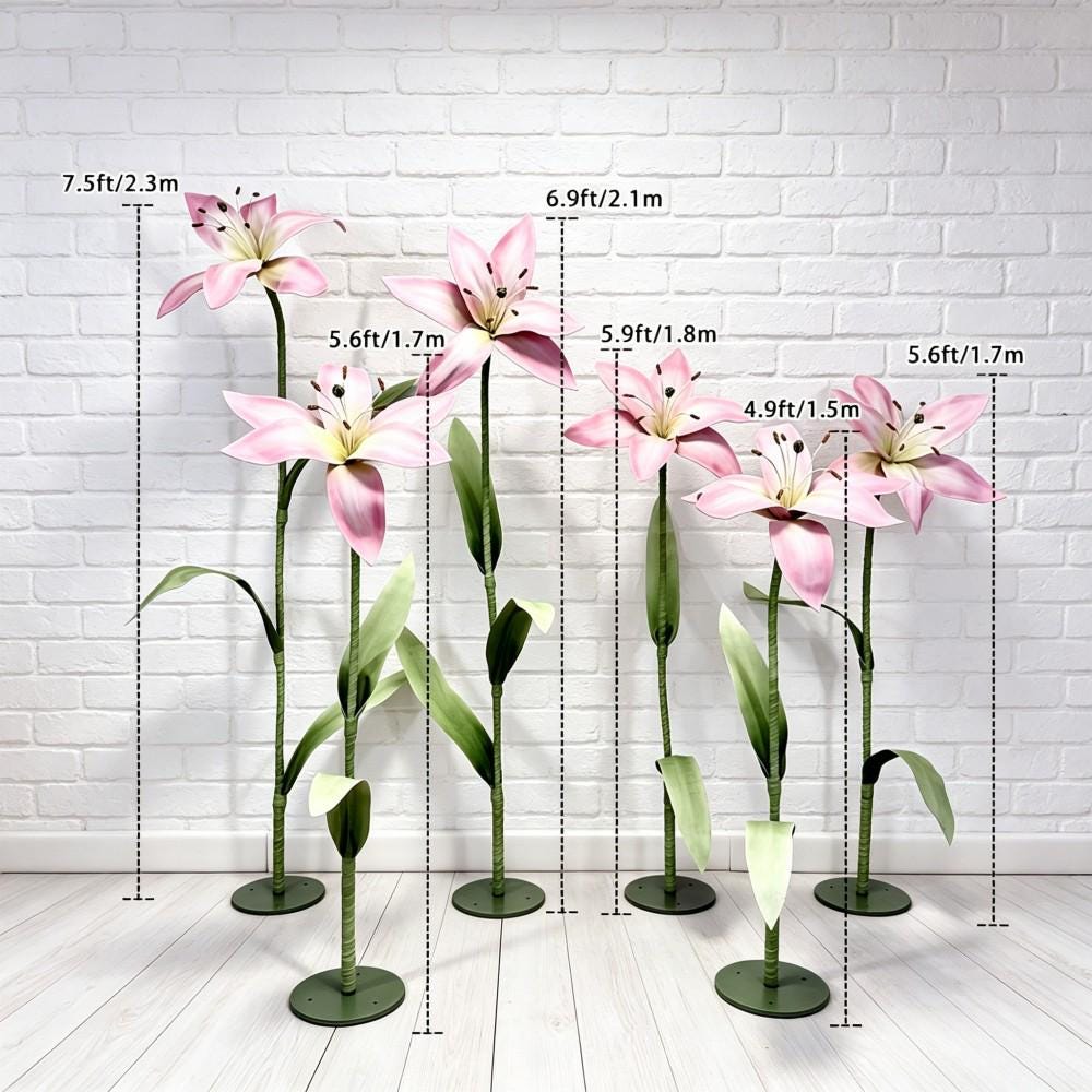 Waterproof EVA Giant Pink Lily Flowers, Oversized Floral Display for Luxury Boutique, Shopping Mall, Hotel Lobby, Wedding & Event Decor