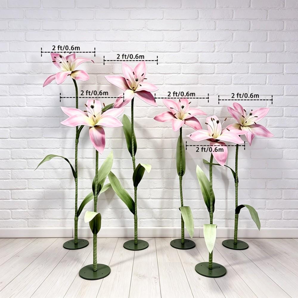 Waterproof EVA Giant Pink Lily Flowers, Oversized Floral Display for Luxury Boutique, Shopping Mall, Hotel Lobby, Wedding & Event Decor