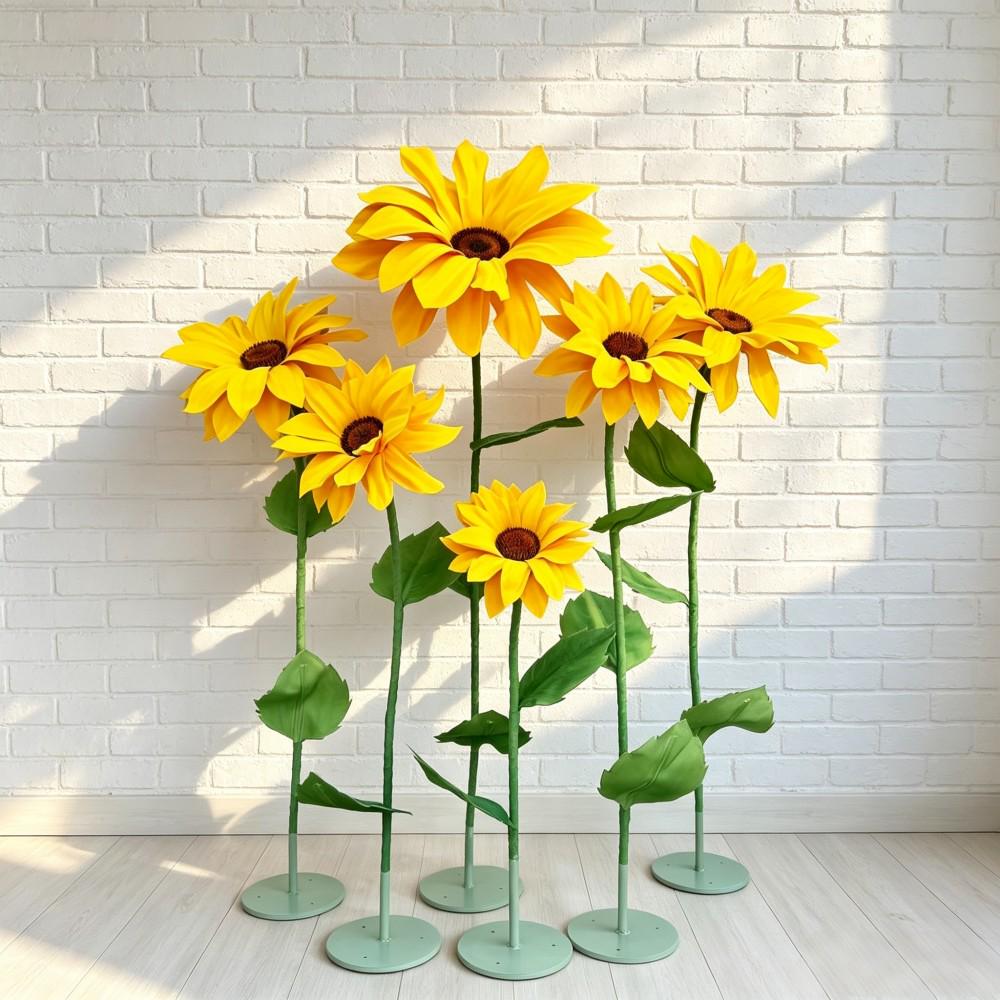 Waterproof EVA Giant Sunflower Display, Oversized 6 Sunflower Set for Luxury Boutique, Shopping Mall, Hotel Lobby,Wedding,Event Window Decor