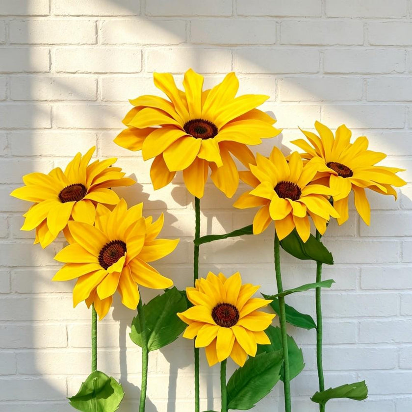 Waterproof EVA Giant Sunflower Display, Oversized 6 Sunflower Set for Luxury Boutique, Shopping Mall, Hotel Lobby,Wedding,Event Window Decor