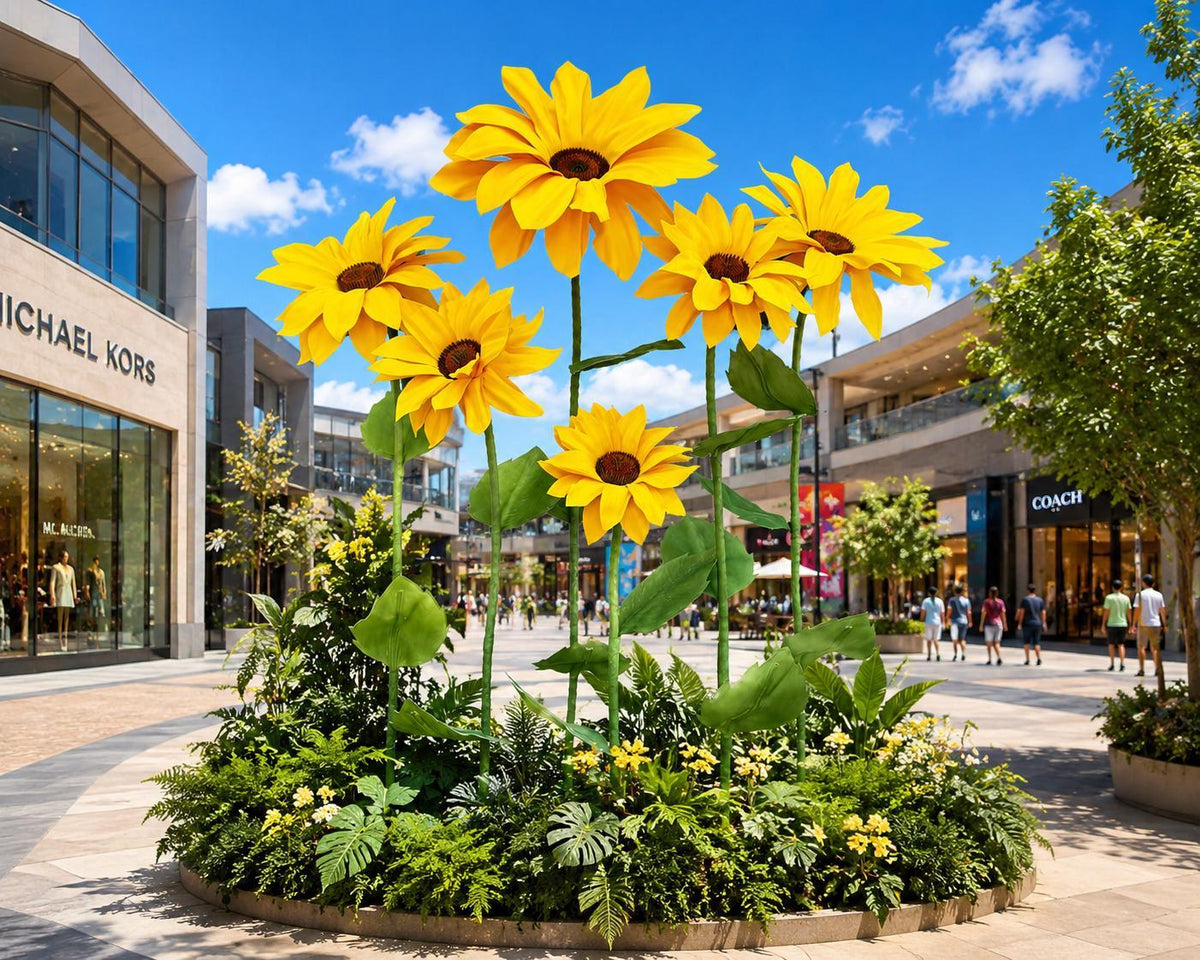 Waterproof EVA Giant Sunflower Display, Oversized 6 Sunflower Set for Luxury Boutique, Shopping Mall, Hotel Lobby,Wedding,Event Window Decor
