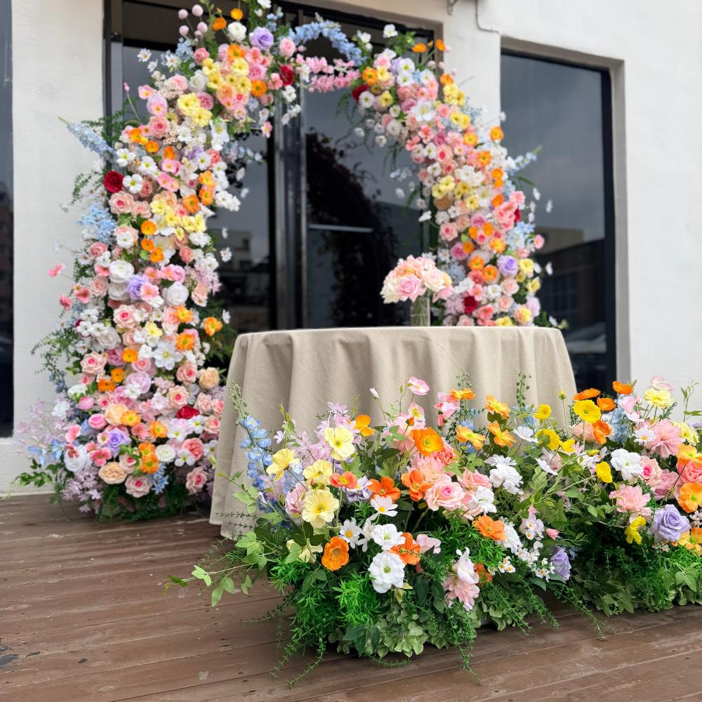 Ships from USA/7ft Wildflower-Inspired Spring and Summer Wedding Arch Décor.Wedding Archway Artificial Rose  Archway,Flower Row Arrrangement
