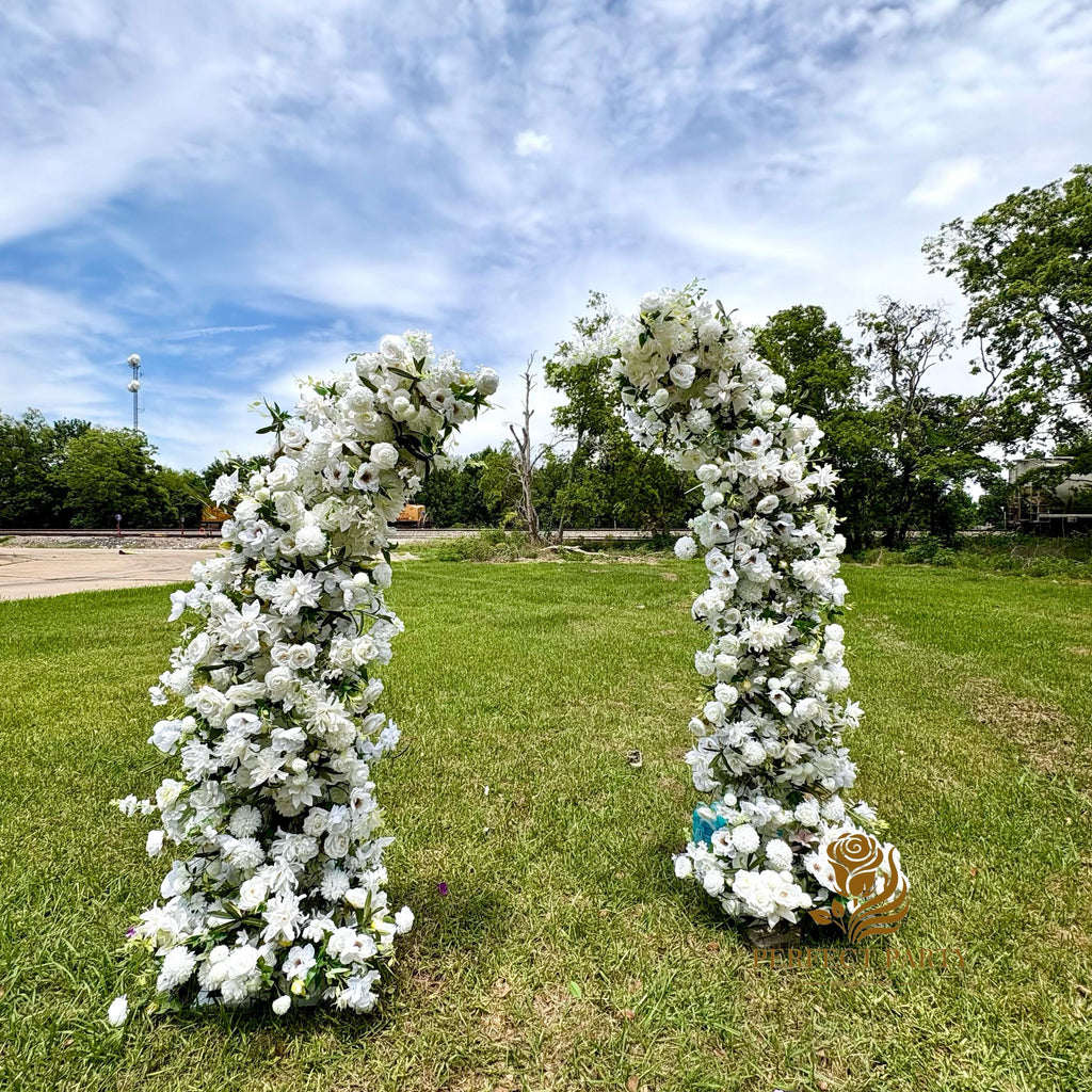 50% Off /Wedding Arch FlowerArtificial Ivory Rose  Archway,Flower Row Arrrangement Marriage Wedding PillarFlower,Wedding Flower Party Event