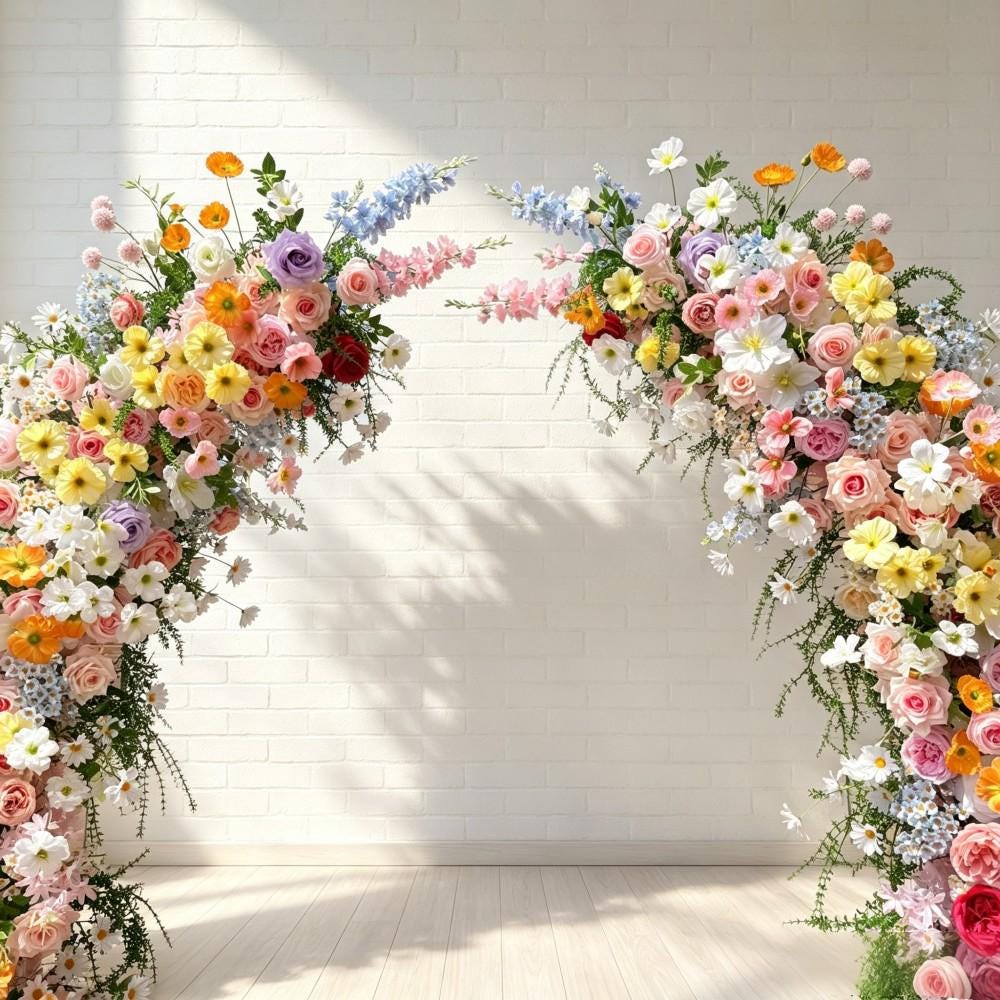 7.2ft Wildflower-Inspired Spring and Summer Wedding Arch Décor.Wedding Archway Artificial Rose  Archway,Flower Row Arrrangement