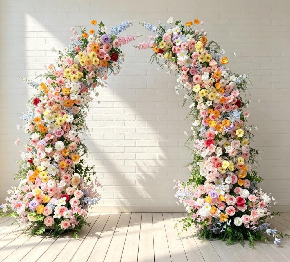7.2ft Wildflower-Inspired Spring and Summer Wedding Arch Décor.Wedding Archway Artificial Rose  Archway,Flower Row Arrrangement