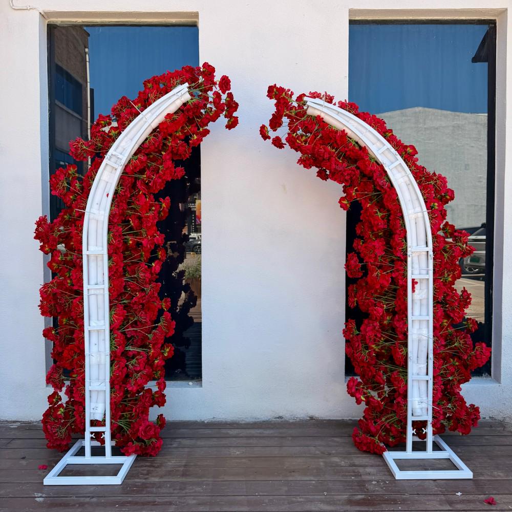 Ships from Houston--7.2Ft Wine Red Rose Horn Wedding Arch Flowers, Artificial Rose Trumpet Archway Décor for Wedding Ceremony Event Backdrop