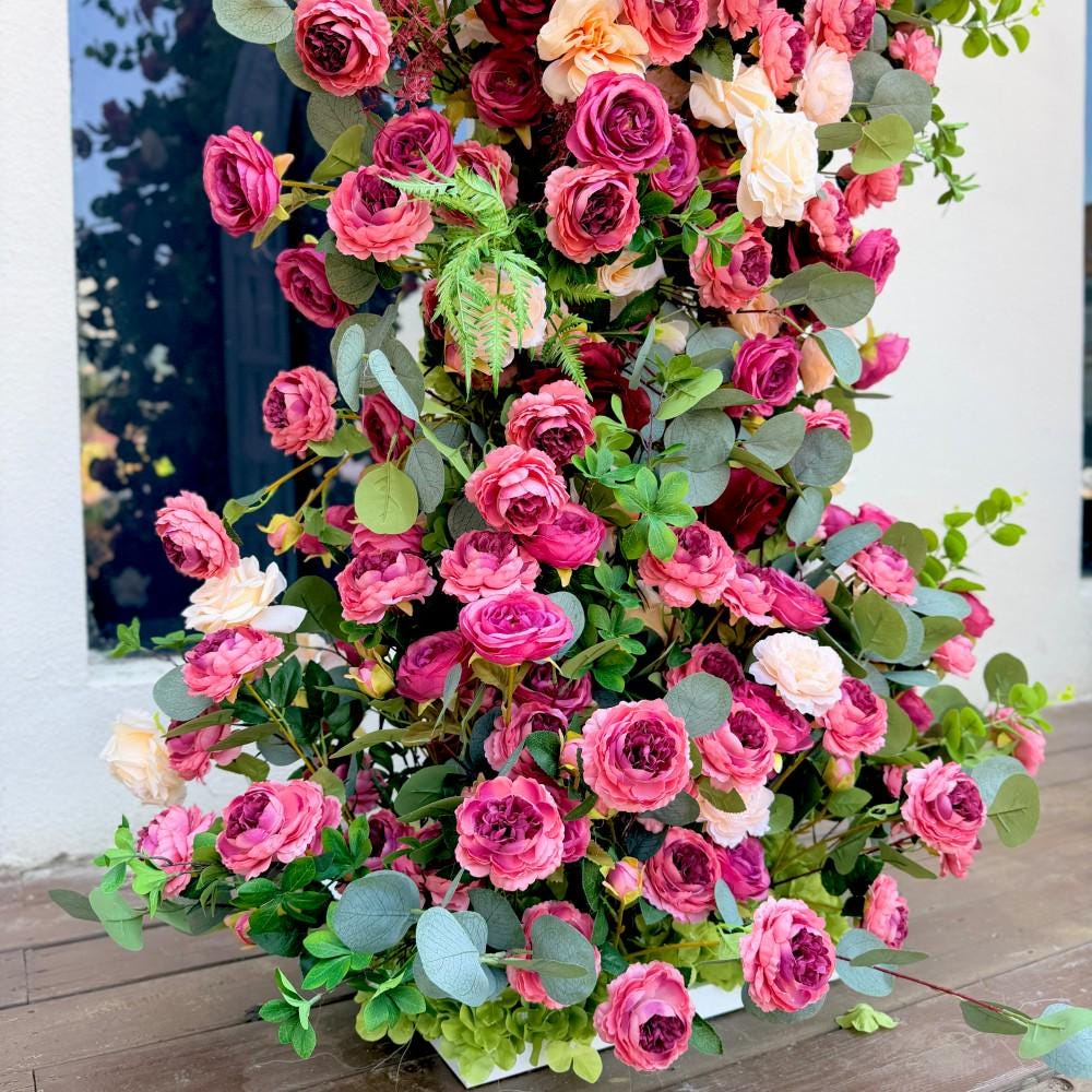 Ships from Houston / 7.2Ft Wedding Arch Retro Style Artificial Flowers –Rustic Floral Row Arrangement for Wedding Pillars, Party Home Décor