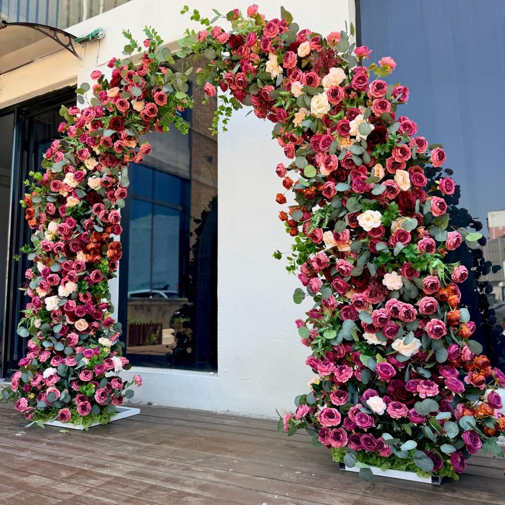 Ships from Houston / 7.2Ft Wedding Arch Retro Style Artificial Flowers –Rustic Floral Row Arrangement for Wedding Pillars, Party Home Décor