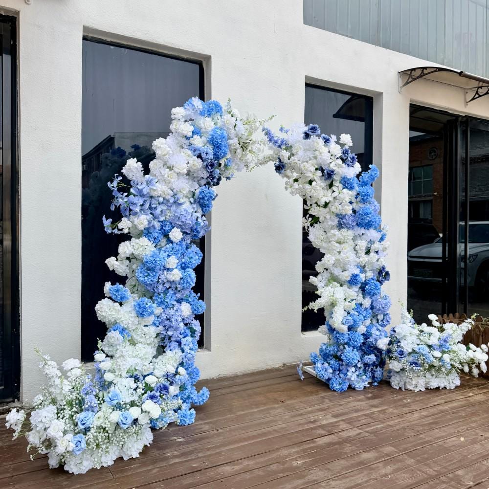 Ships from Houston---7.2Ft Blue & White Rose Wedding Arch Flowers | Floral Row Arrangement for Ceremony, Pillars,Event Backdrops