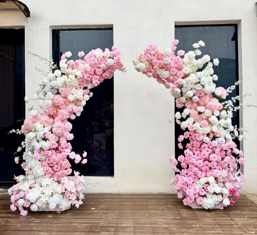 Ships from USA---7.2Ft Blush Pink Wedding Arch Flowers – Spring-Inspired Floral Arrangement for Ceremony Arches, Columns & Backdrops