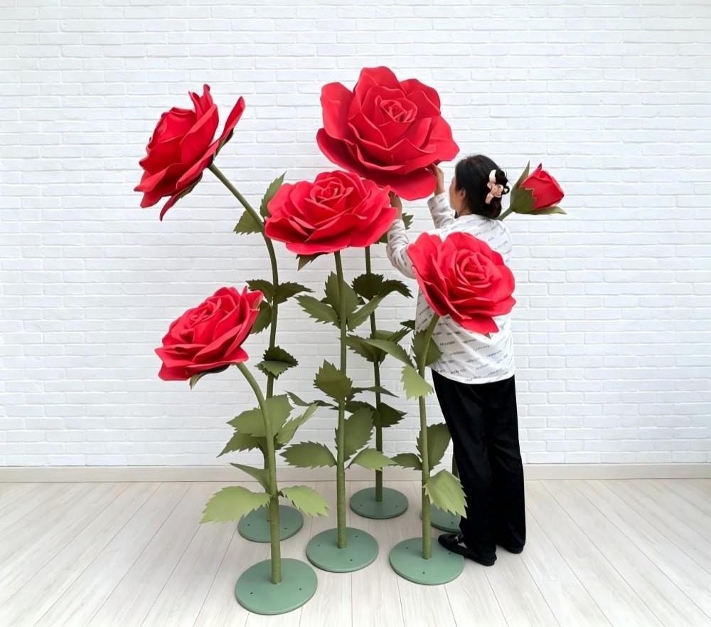 Giant Red Rose Decor, Waterproof EVA Flowers, Oversized Wedding Roses, Luxury Event Decor, Mall Display, Photo Backdrop