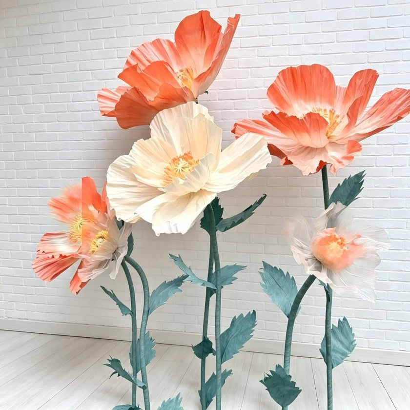 Giant Iceland Poppy Flowers, Oversized Paper Flowers, Silk Floral Decor, Boutique Window Display, Event Decoration（6  Flowers）