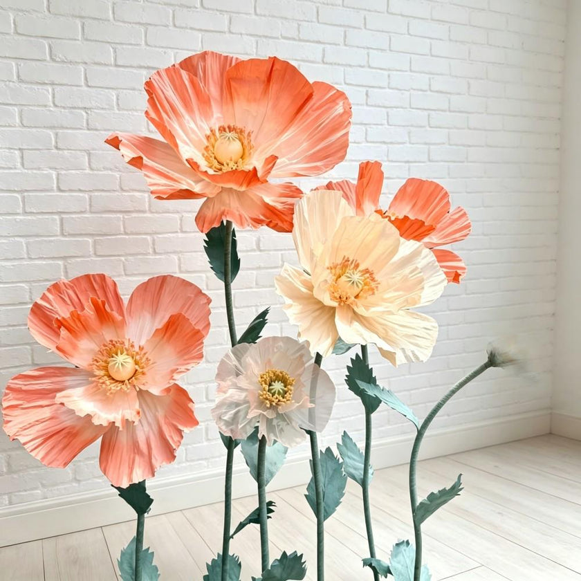Giant Iceland Poppy Flowers, Oversized Paper Flowers, Silk Floral Decor, Boutique Window Display, Event Decoration（6  Flowers）