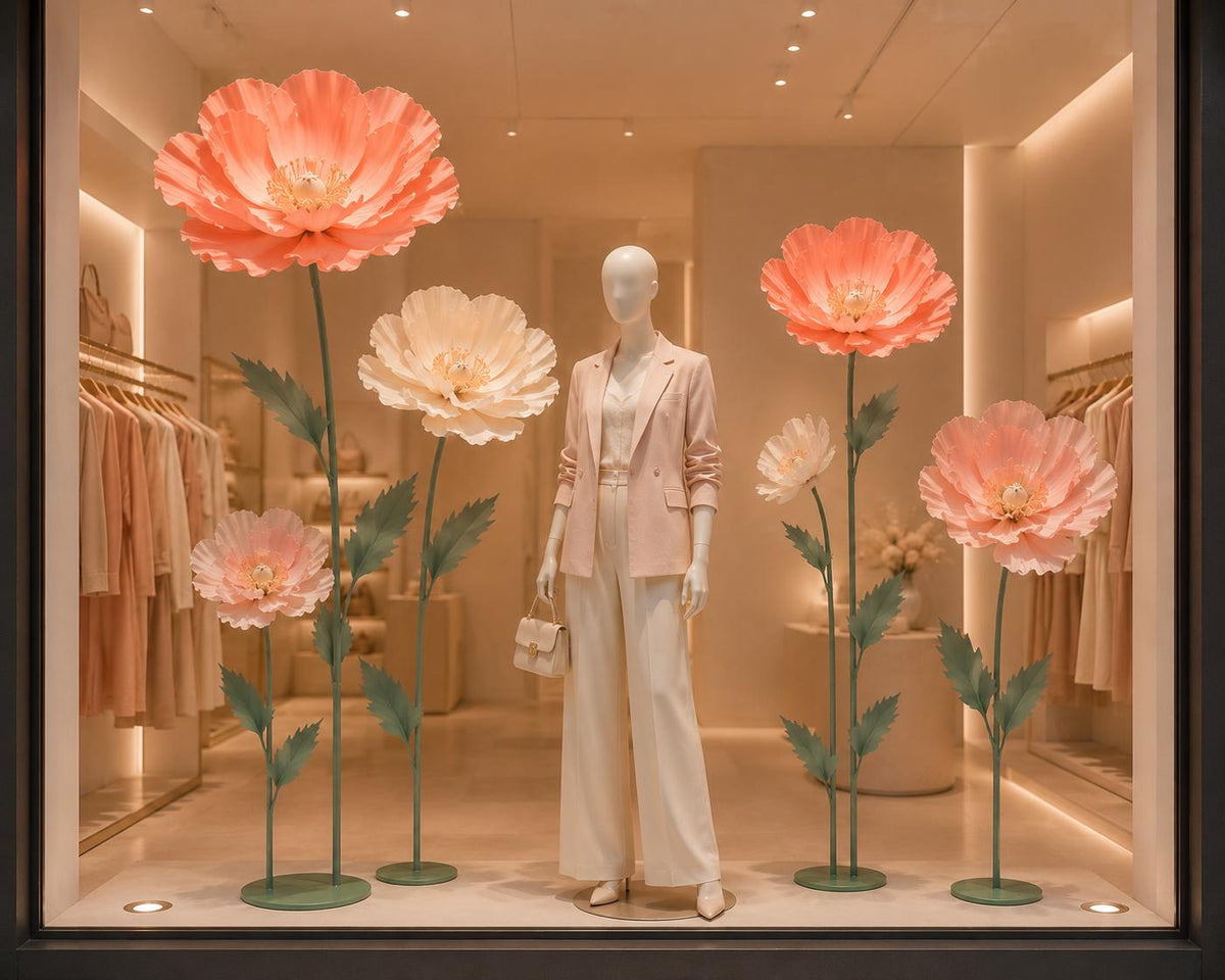 Giant Iceland Poppy Flowers, Oversized Paper Flowers, Silk Floral Decor, Boutique Window Display, Event Decoration（6  Flowers）
