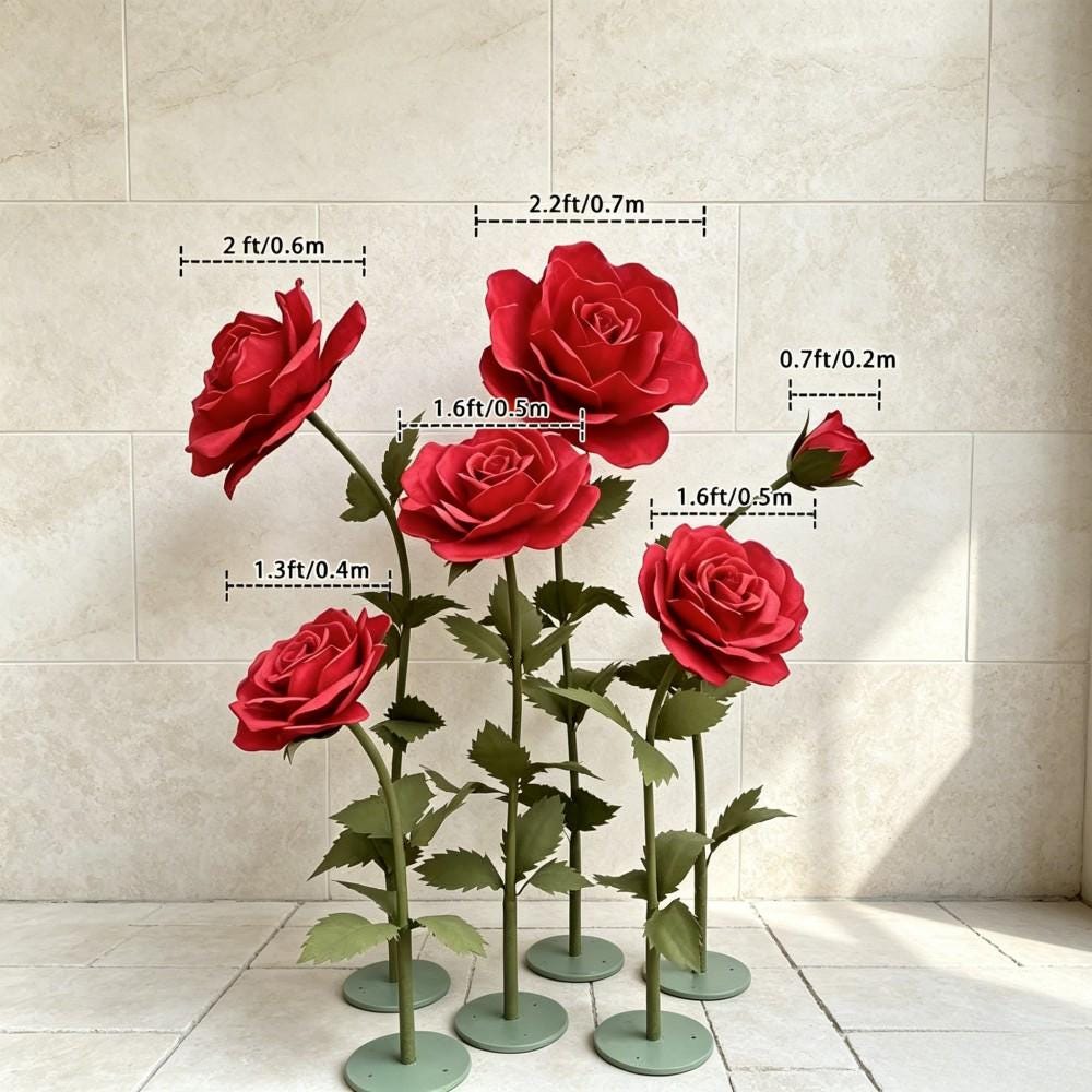 Giant Red Rose Decor, Waterproof EVA Flowers, Oversized Wedding Roses, Luxury Event Decor, Mall Display, Photo Backdrop