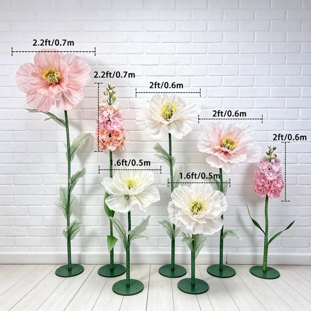 Giant Organza Flowers, Oversized Silk Floral Decor, Luxury Boutique Display, Mall Event Decoration, Window Display（7 Flowers）