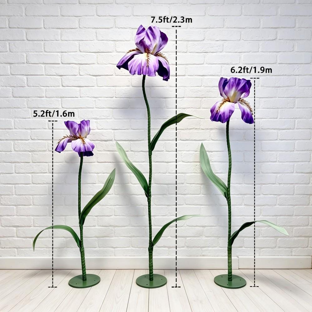 Giant EVA Purple Iris Flowers, Waterproof Oversized Floral Decor, Luxury Mall Display, Boutique Window Decor, Event Decoration（3 Flowers）