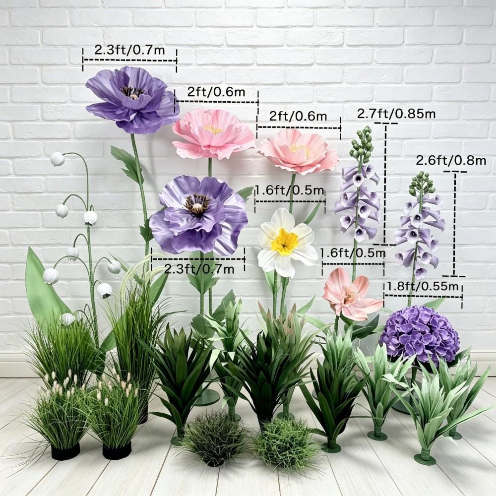 Waterproof Giant Purple Poppy, Hyacinth & Anemone Flower Display, Oversized Floral  for Luxury Boutique, Shopping Mall, Hotel Lobby  Events