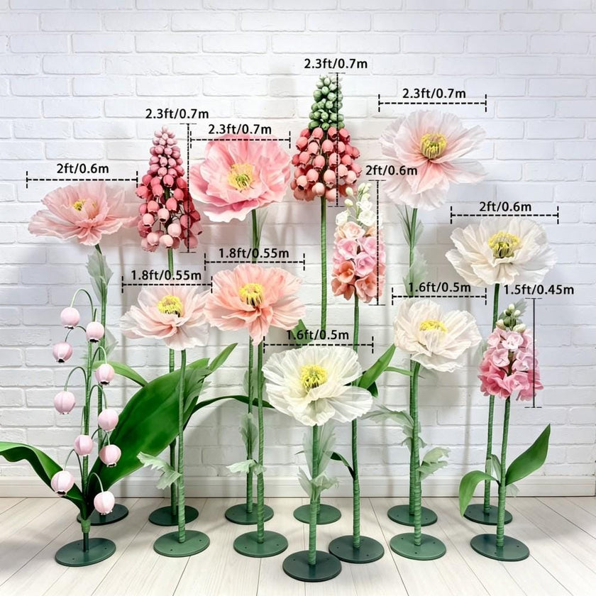Waterproof EVA & Organza Giant Spring Flower Display, Oversized Floral Installation for Luxury Boutique, Shopping Mall, Hotel Event Decor