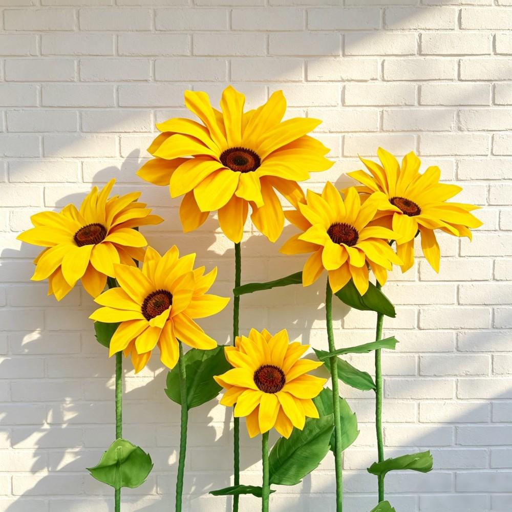 Waterproof EVA Giant Sunflower Display, Oversized 6 Sunflower Set for Luxury Boutique, Shopping Mall, Hotel Lobby,Wedding,Event Window Decor