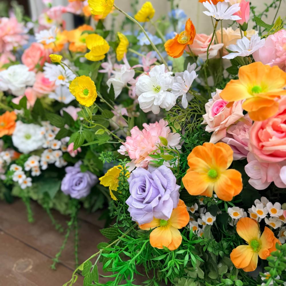 7ft Wildflower-Inspired Spring and Summer Wedding Arch Décor.Wedding Archway Artificial Rose Archway,Flower Row Arrrangement