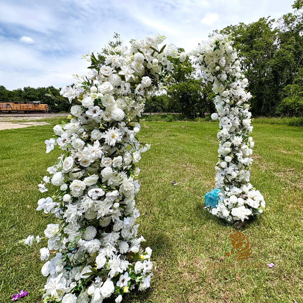 50% Off /Wedding Arch FlowerArtificial Ivory Rose  Archway,Flower Row Arrrangement Marriage Wedding PillarFlower,Wedding Flower Party Event