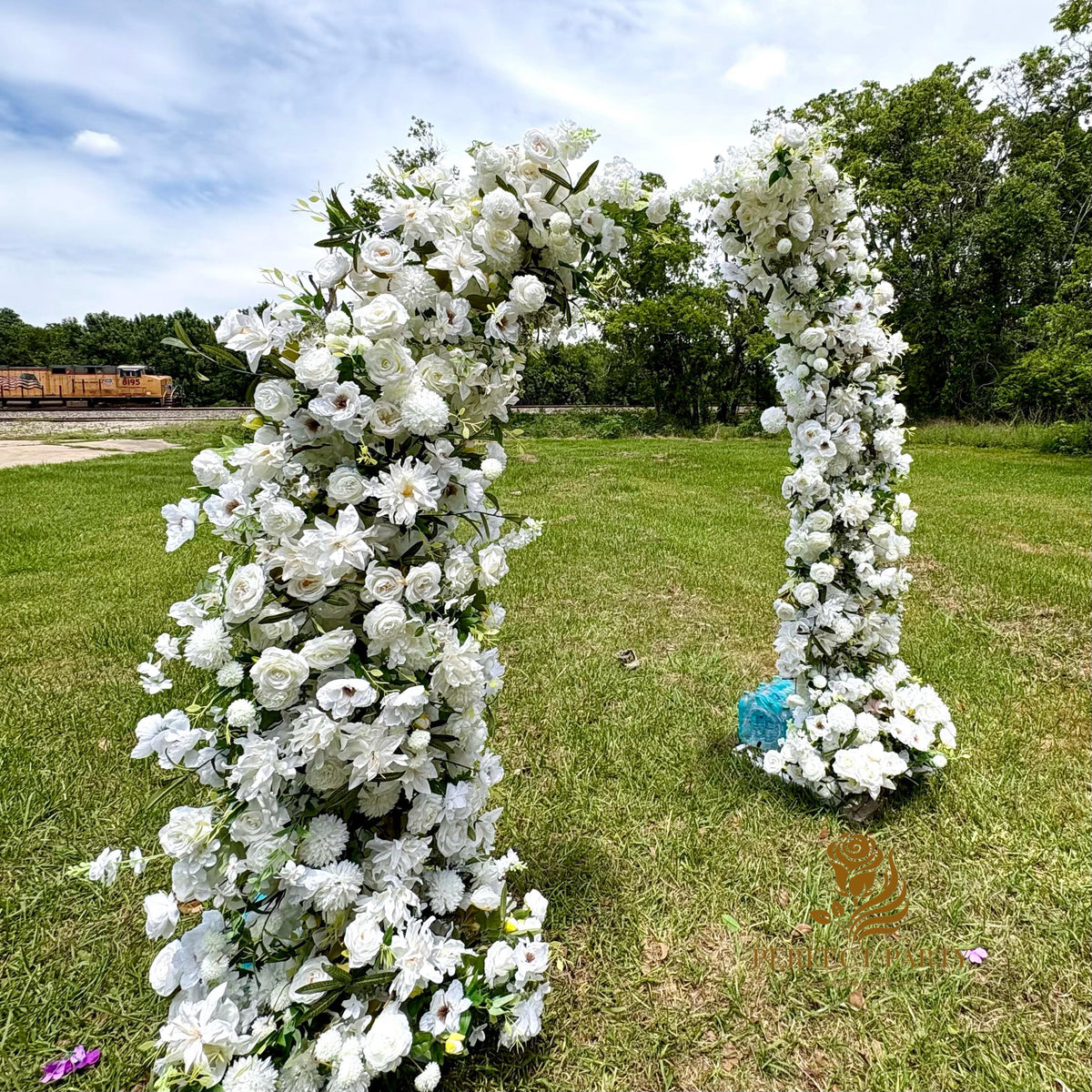 50% Off /Wedding Arch FlowerArtificial Ivory Rose  Archway,Flower Row Arrrangement Marriage Wedding PillarFlower,Wedding Flower Party Event
