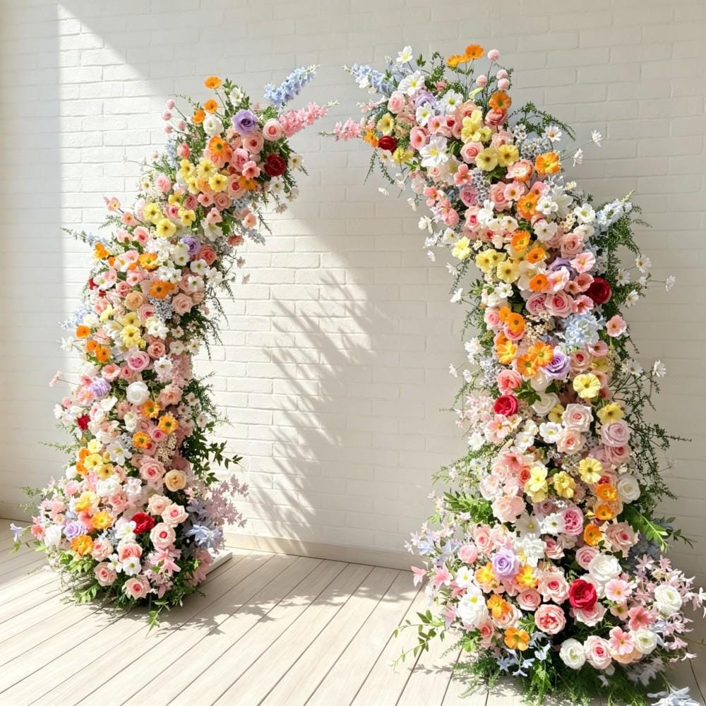 7.2ft Wildflower-Inspired Spring and Summer Wedding Arch Décor.Wedding Archway Artificial Rose  Archway,Flower Row Arrrangement
