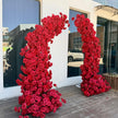Ships from Houston--7.2Ft Wine Red Rose Horn Wedding Arch Flowers, Artificial Rose Trumpet Archway Décor for Wedding Ceremony Event Backdrop