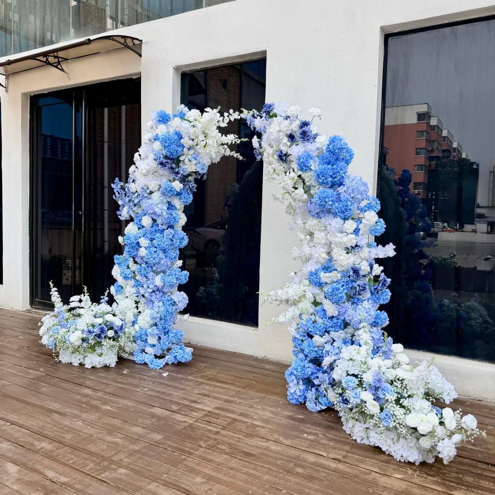 Ships from Houston---7.2Ft Blue & White Rose Wedding Arch Flowers | Floral Row Arrangement for Ceremony, Pillars,Event Backdrops
