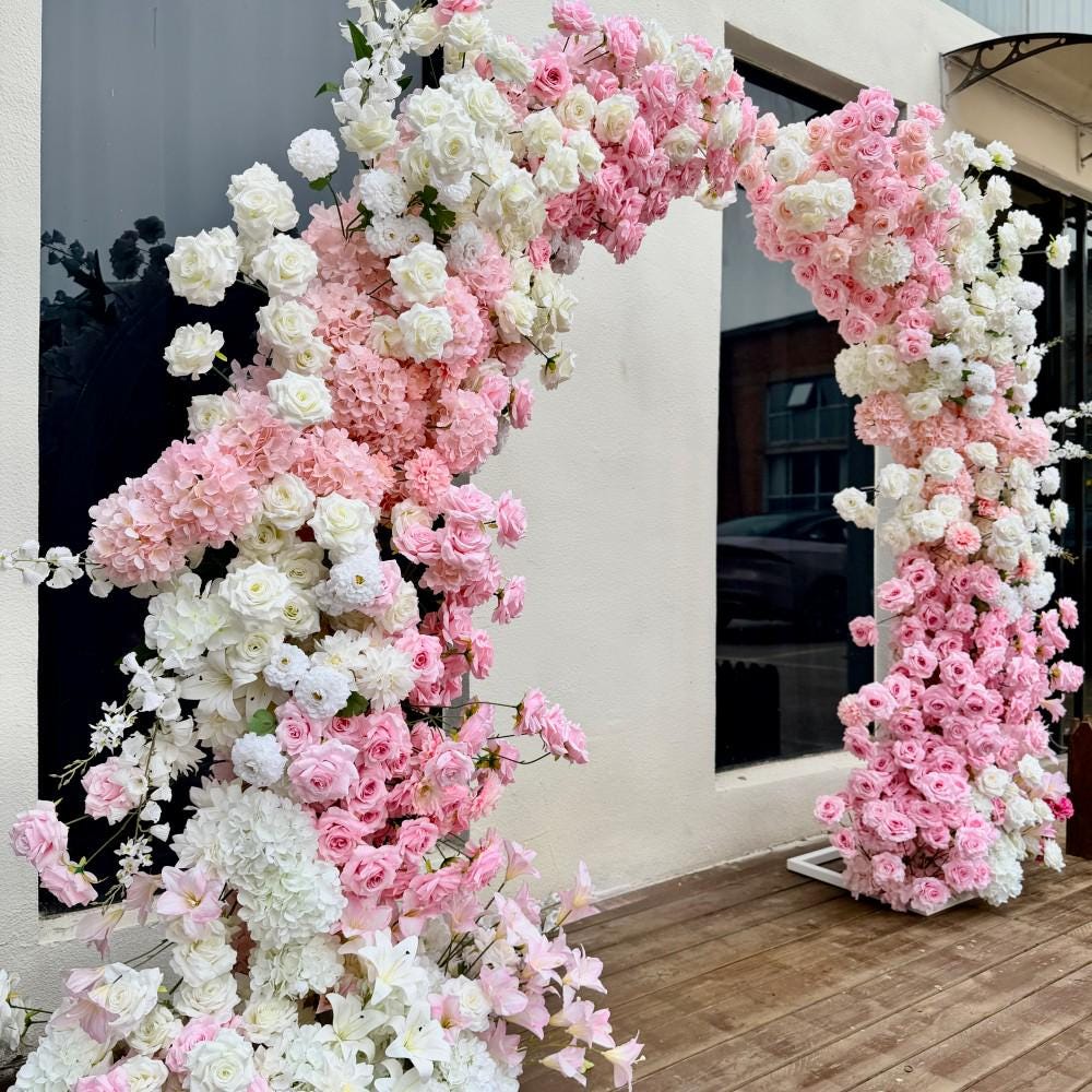 Ships from USA---7.2Ft Blush Pink Wedding Arch Flowers – Spring-Inspired Floral Arrangement for Ceremony Arches, Columns & Backdrops