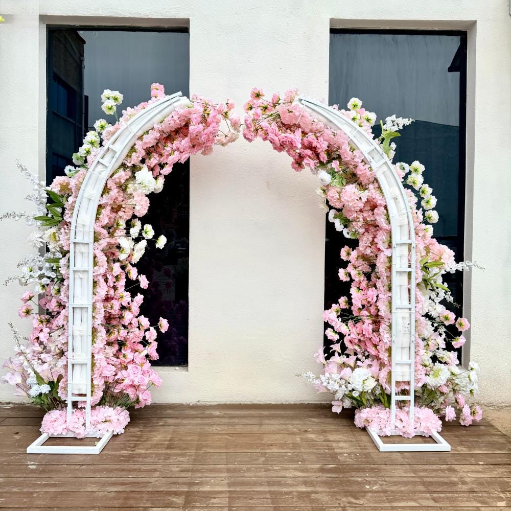 Ships from USA---7.2Ft Blush Pink Wedding Arch Flowers – Spring-Inspired Floral Arrangement for Ceremony Arches, Columns & Backdrops