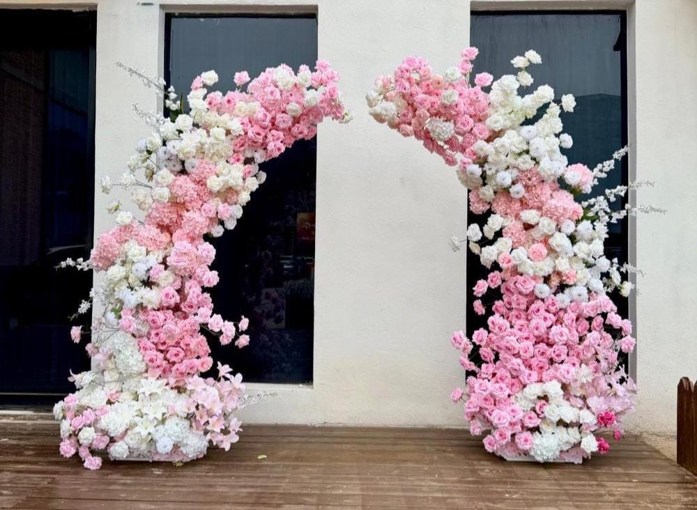Ships from USA---7.2Ft Blush Pink Wedding Arch Flowers – Spring-Inspired Floral Arrangement for Ceremony Arches, Columns & Backdrops