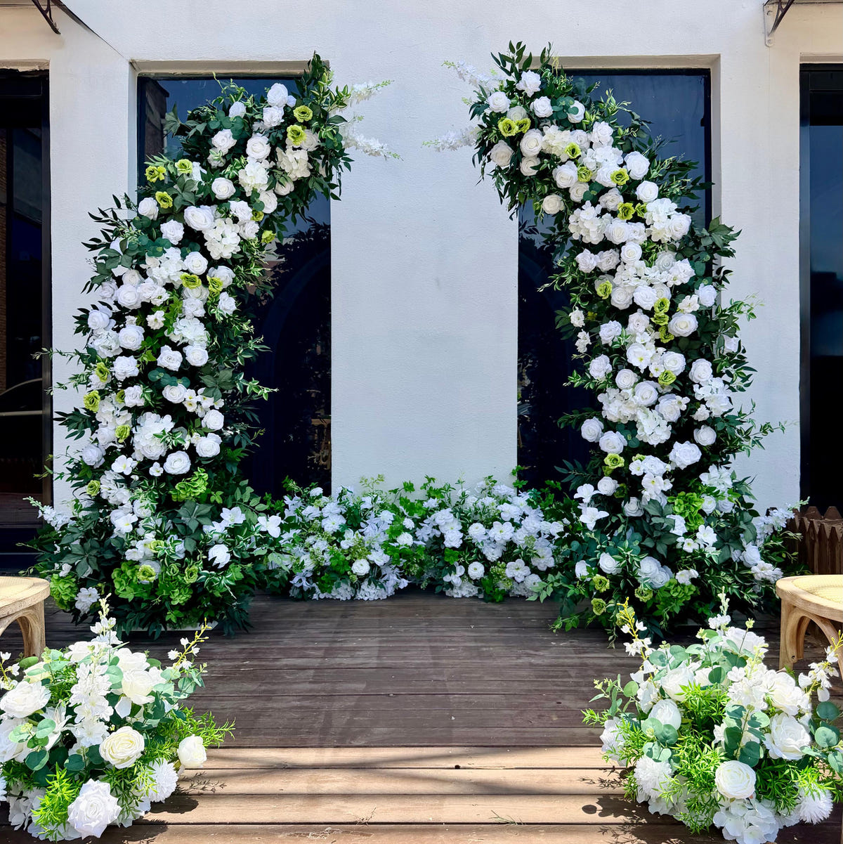 7.2ft wedding archway with spring flowers for rustic boho ceremony backdrops