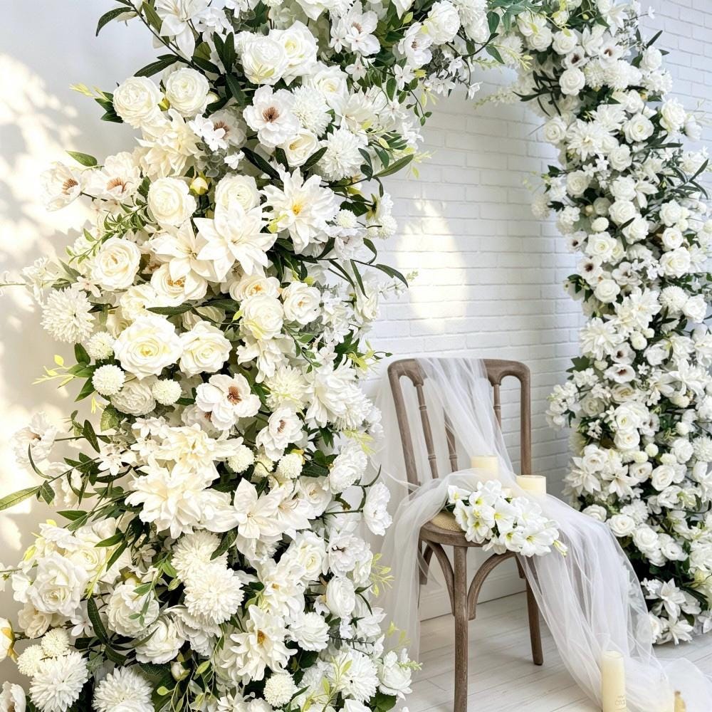 50% Off |Ships from Houston/Wedding Archway Artificial Ivory Rose  Archway,Flower Row Arrrangement Marriage Wedding