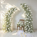 baby’s breath and rose bull horn wedding arch flowers for event backdrops