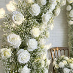 Baby’s Breath &Rose Bull Horn Wedding Arch Flowers, Floral Row Arrangement, for Wedding Archways Event
