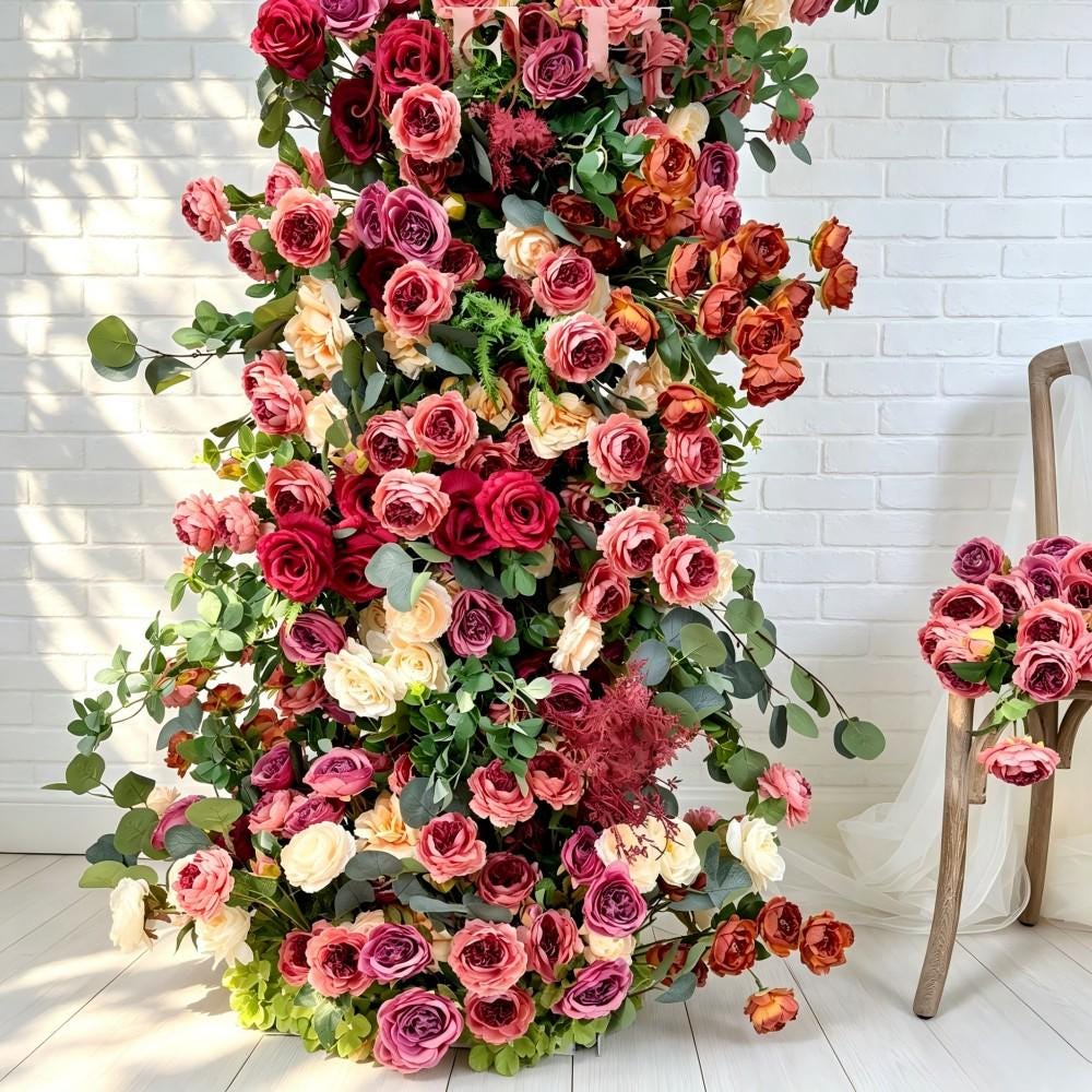 Wedding Arch Retro Style Artificial Flowers –Rustic Floral Row Arrangement for Wedding Pillars