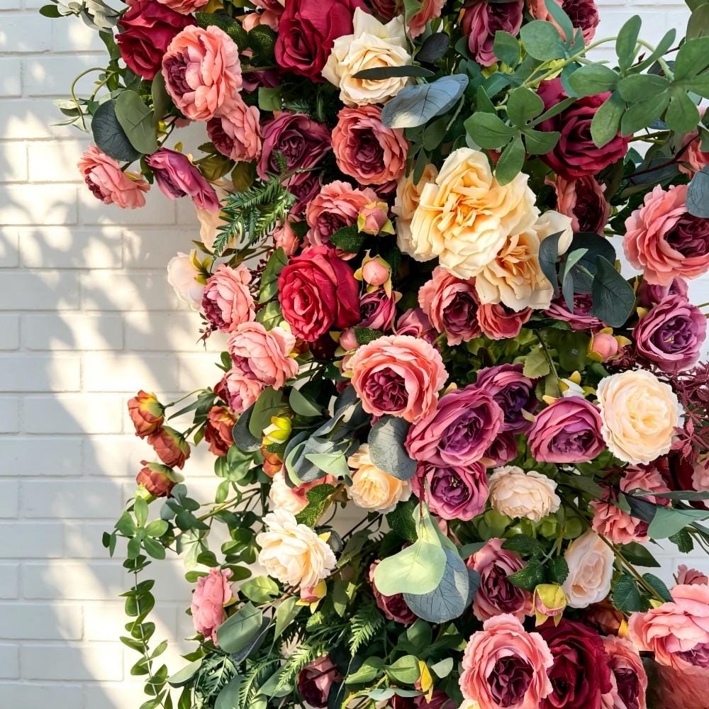 Wedding Arch Retro Style Artificial Flowers –Rustic Floral Row Arrangement for Wedding Pillars