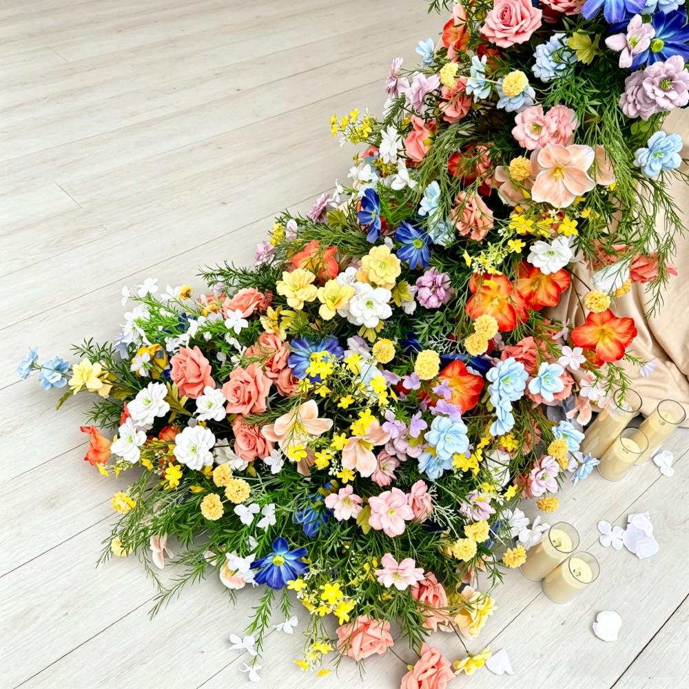 7.5FT---Wildflower Waterfall Flower Garland, Cascading Wedding Table Flowers, Sweetheart Table Decor, Wedding Reception Decor