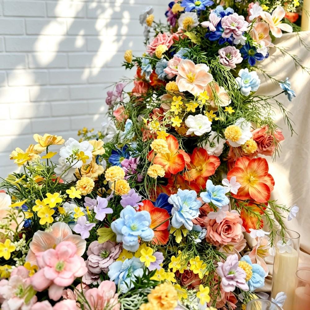 7.5FT---Wildflower Waterfall Flower Garland, Cascading Wedding Table Flowers, Sweetheart Table Decor, Wedding Reception Decor