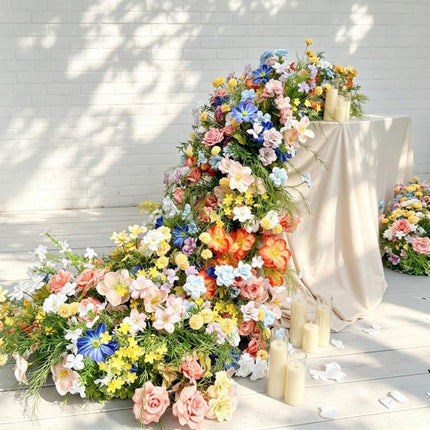 7.5FT---Wildflower Waterfall Flower Garland, Cascading Wedding Table Flowers, Sweetheart Table Decor, Wedding Reception Decor