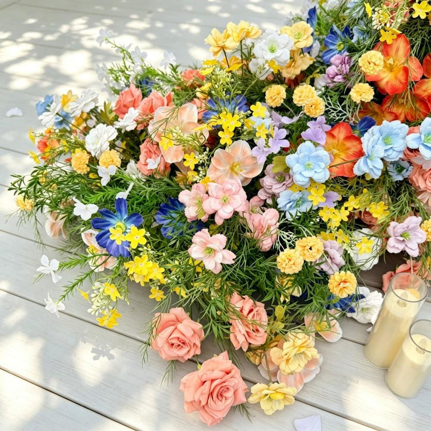 7.5FT---Wildflower Waterfall Flower Garland, Cascading Wedding Table Flowers, Sweetheart Table Decor, Wedding Reception Decor