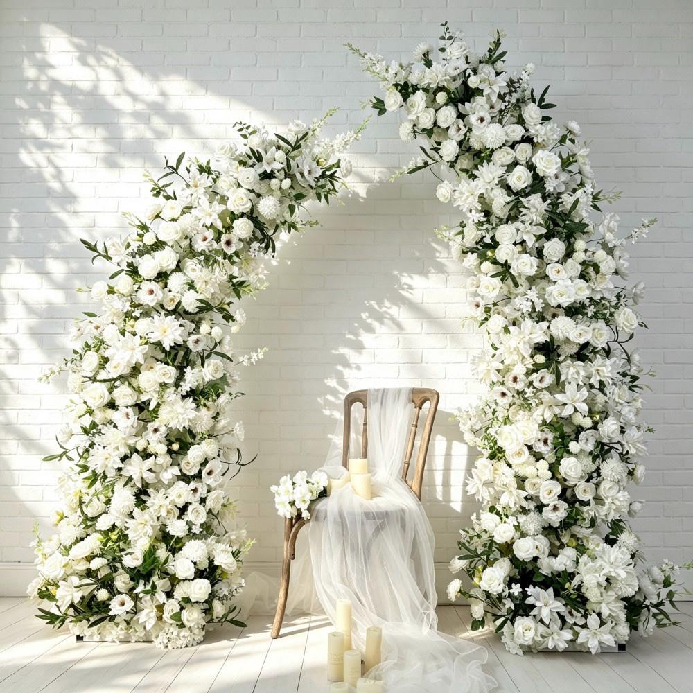 50% Off |Ships from Houston/Wedding Archway Artificial Ivory Rose  Archway,Flower Row Arrrangement Marriage Wedding