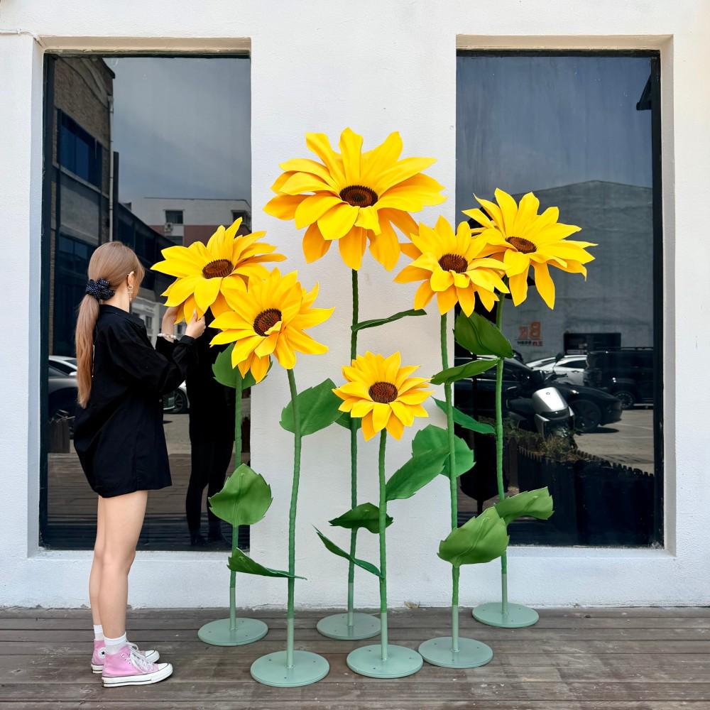 Waterproof EVA Giant Sunflower Display, Oversized 6 Sunflower Set for Luxury Boutique, Shopping Mall, Hotel Lobby,Wedding,Event Window Decor