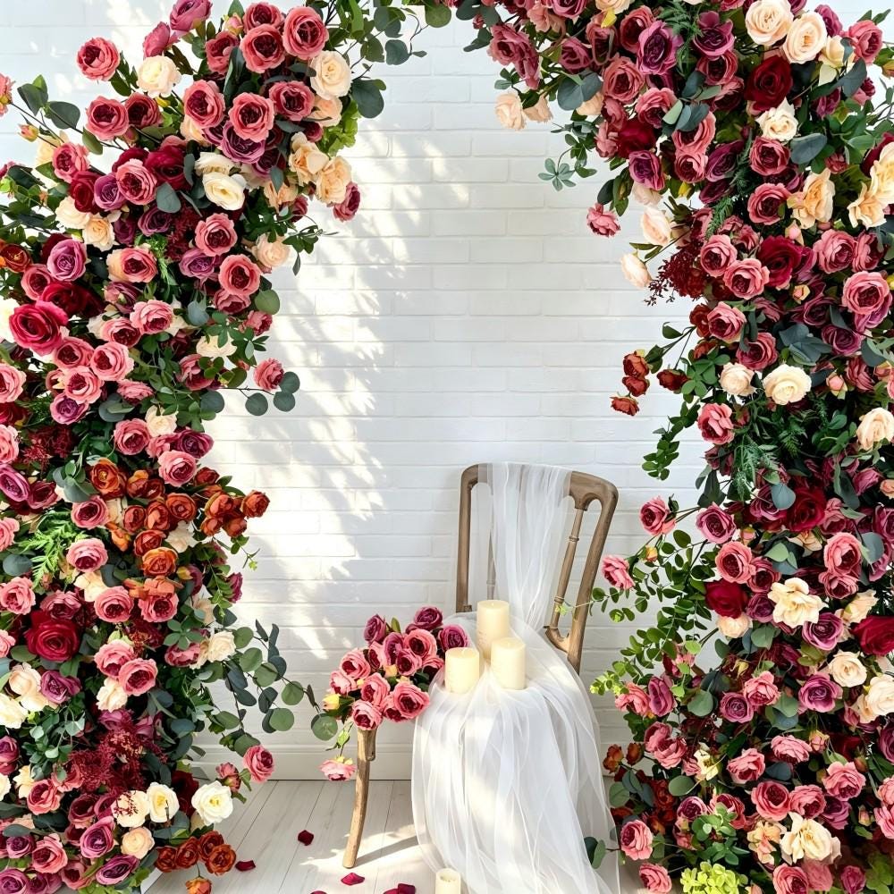 Ships from USA/Wedding Arch Retro Style Artificial Flowers –Rustic Floral Row Arrangement for Wedding Pillars