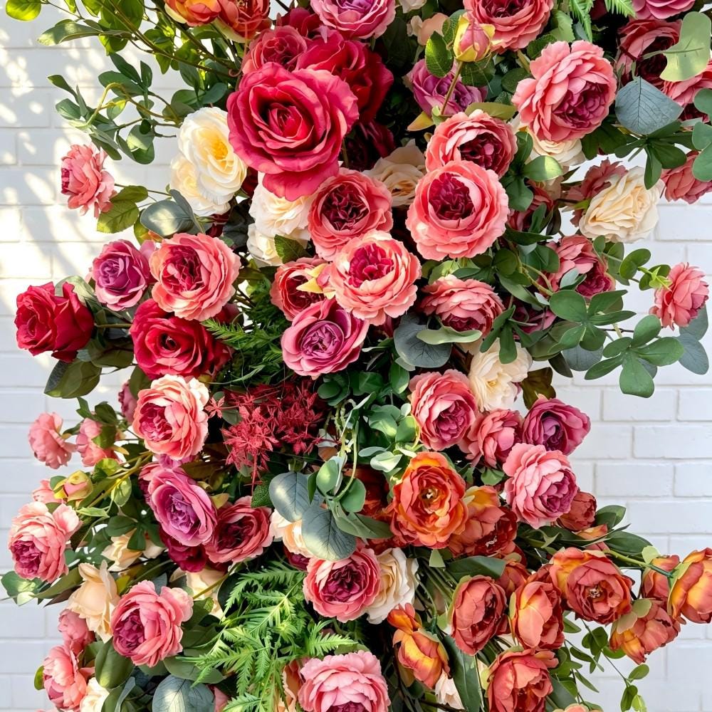 Wedding Arch Retro Style Artificial Flowers –Rustic Floral Row Arrangement for Wedding Pillars
