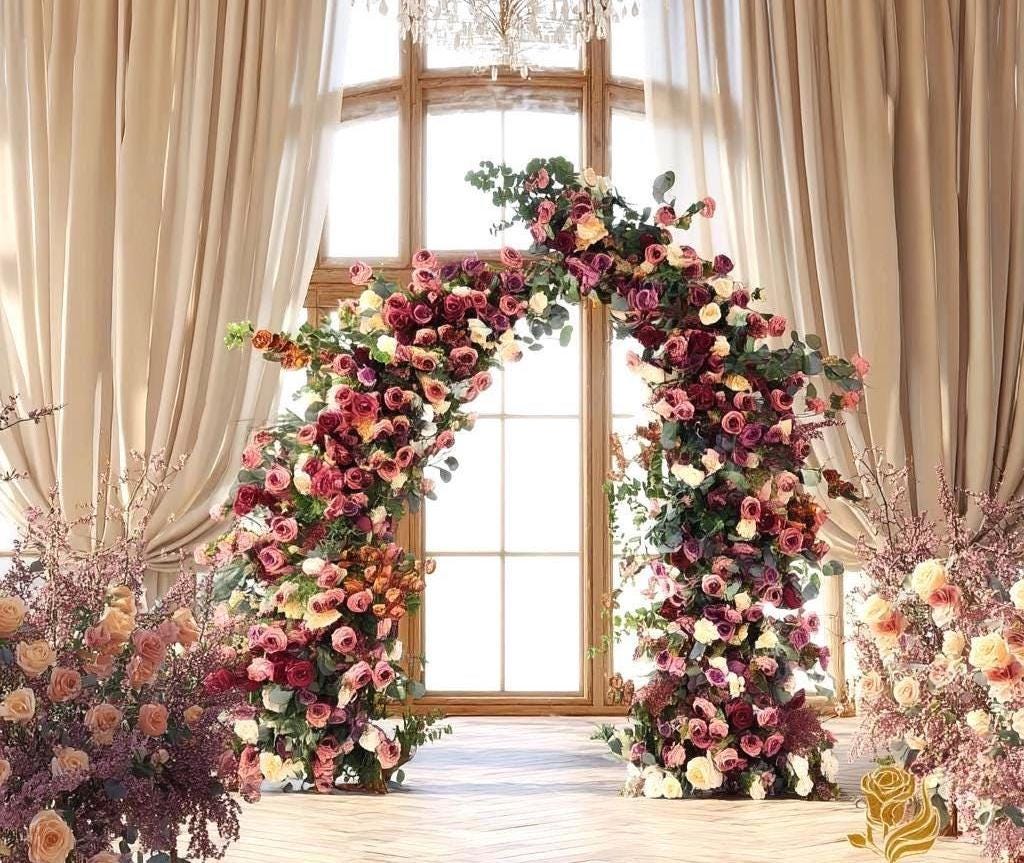 Ships from USA/Wedding Arch Retro Style Artificial Flowers –Rustic Floral Row Arrangement for Wedding Pillars
