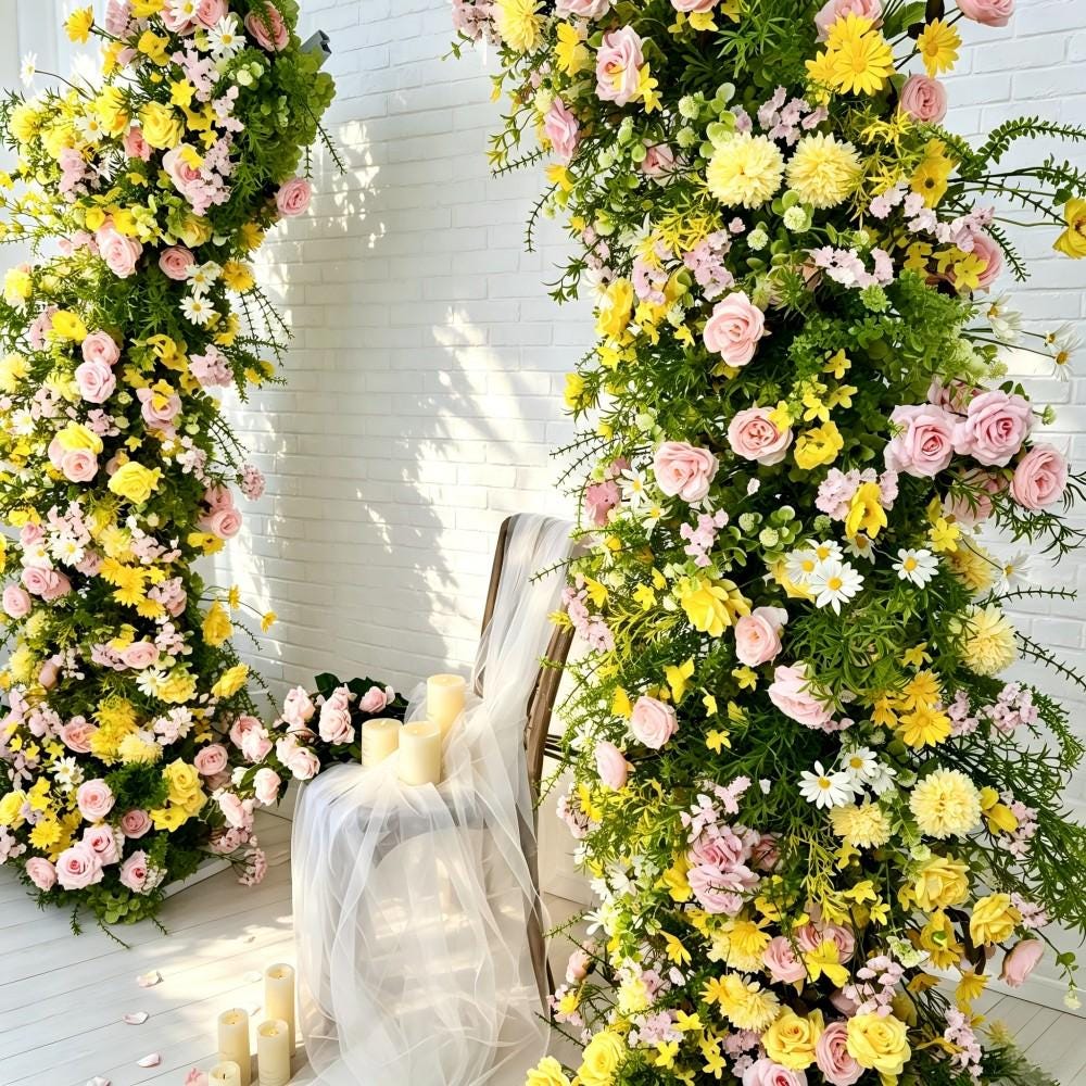 50% Off / Ships from Houston / Wildflower Wedding Arch Flowers, Wild Meadow Floral Arrangement, Artificial Wedding Arch Decor,